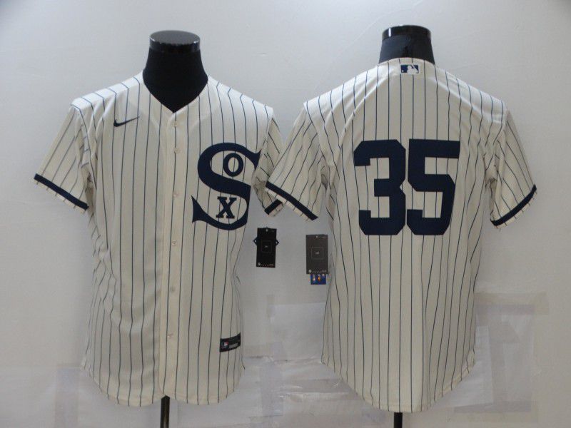 Men Chicago White Sox #35 No Name Cream stripe Dream version Elite Nike 2021 MLB Jersey